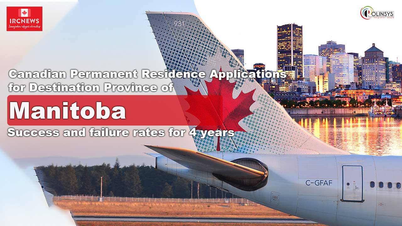 Canadian Permanent Residence Applications for Destination Province of Manitoba. Success and failure rates for 4 years