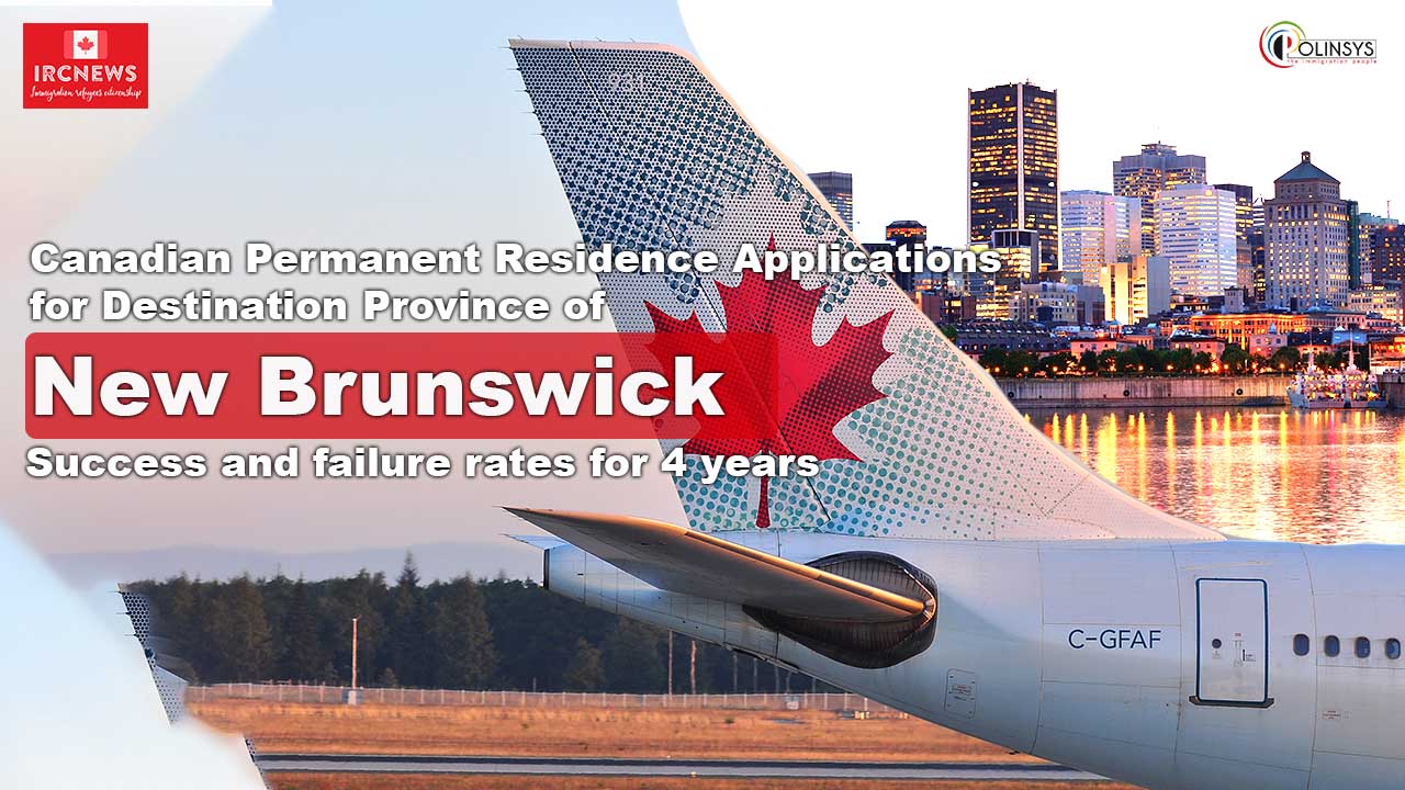 Canadian Permanent Residence Applications for Destination Province of New Brunswick. Success and failure rates for 4 years