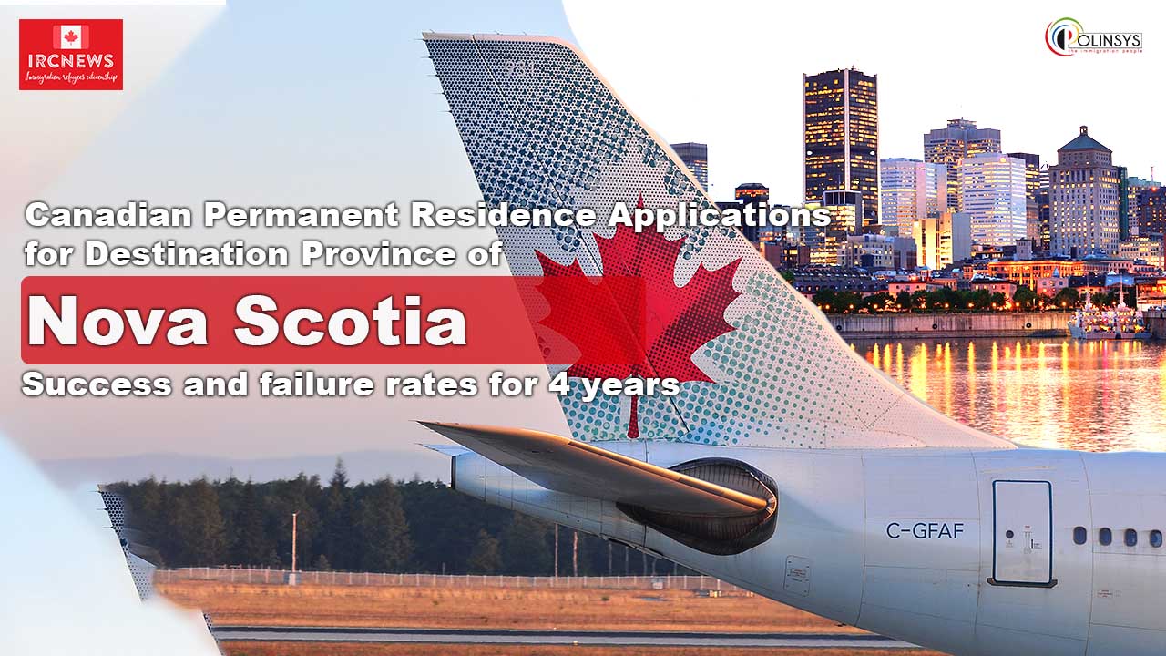 Canadian Permanent Residence Applications for Destination Province of Nova Scotia. Success and failure rates for 4 years