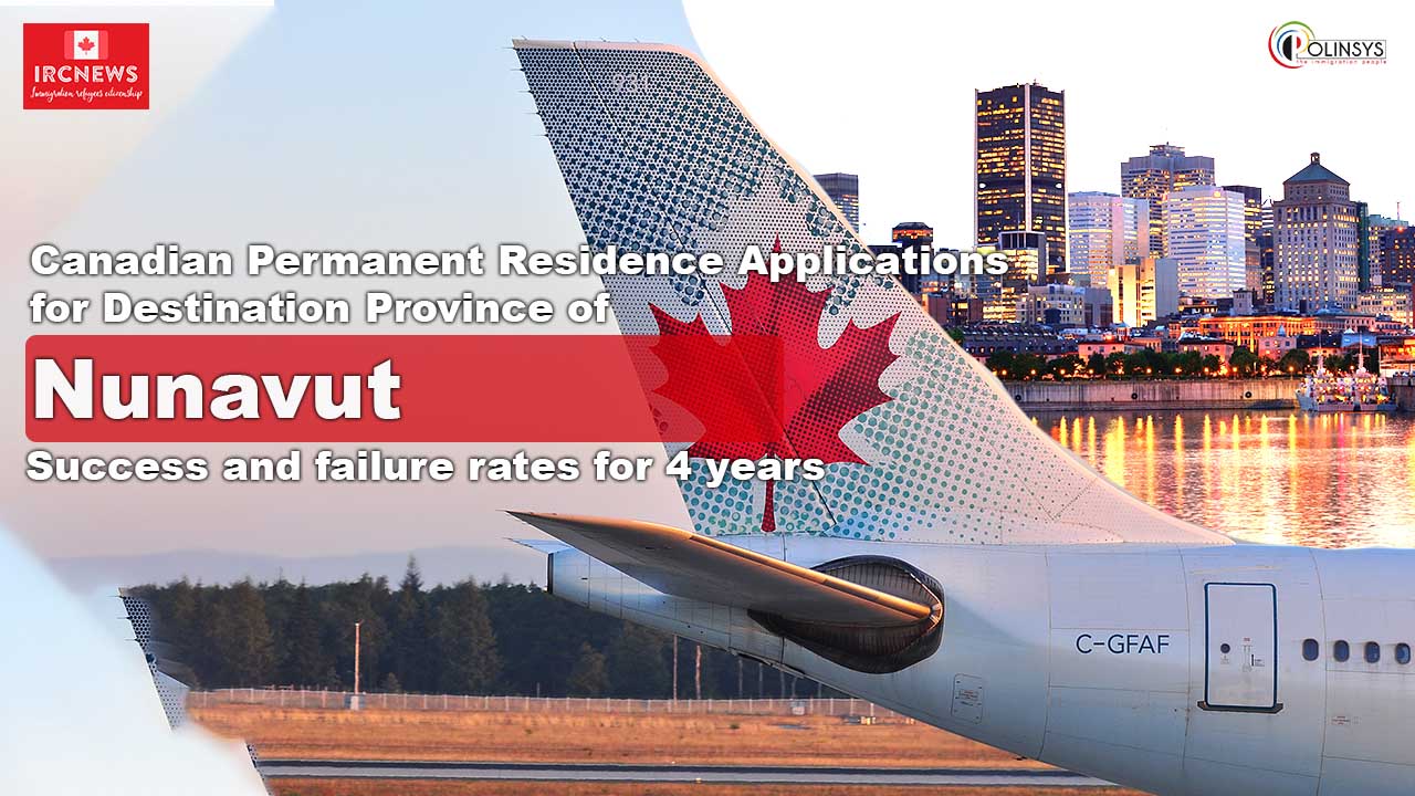 Canadian Permanent Residence Applications for Destination Province of Nunavut. Success and failure rates for 4 years