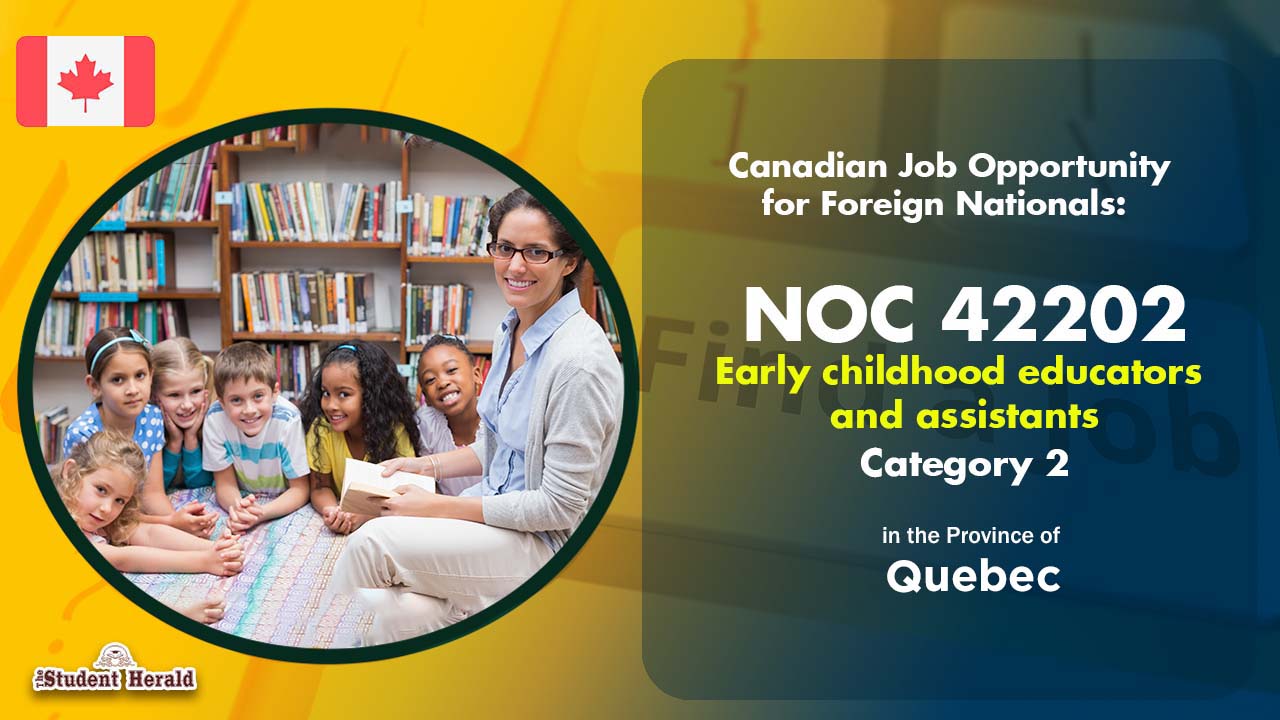 Canadian Job Opportunity for Foreign Nationals: NOC 42202, Job Title Early childhood educators and assistants Category 2 in Quebec