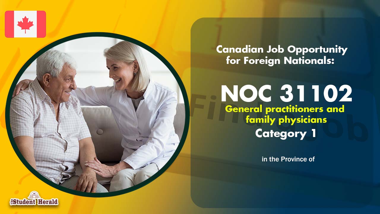 Canadian Job Opportunity for Foreign Nationals: NOC 31102, Job Title General practitioners and family physicians Category 1 in New Brunswick