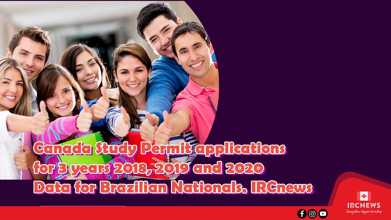 Canada Study Permit applications for 3 years 2018, 2019 and 2020 Data for Brazilian Nationals. IRCnews