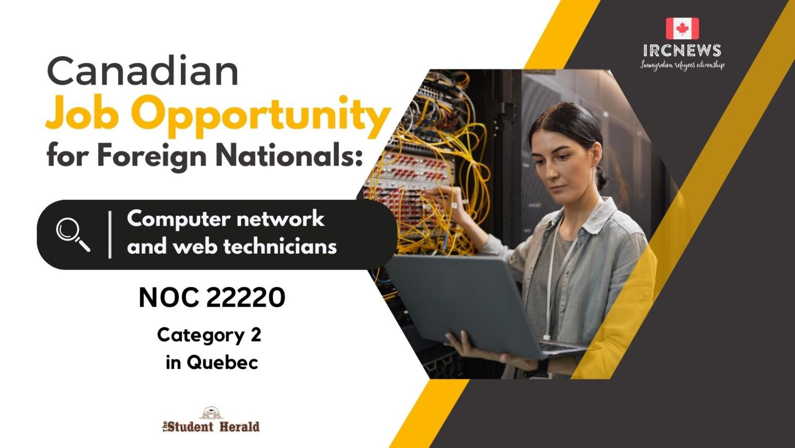 Canadian Job Opportunity for Foreign Nationals: NOC 22220, Job Title Computer network and web technicians Category 2 in Quebec 