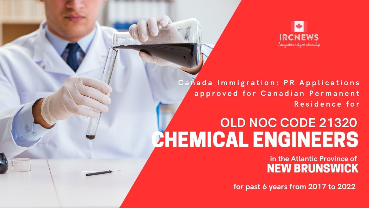 Old NOC 21320 Chemical Engineers Approved for Canadian PR in  New Brunswick  2017-2022