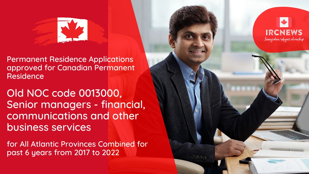 Approved Canadian PR for Senior Managers – Atlantic Provinces 2017-2022 (NOC 0013000)