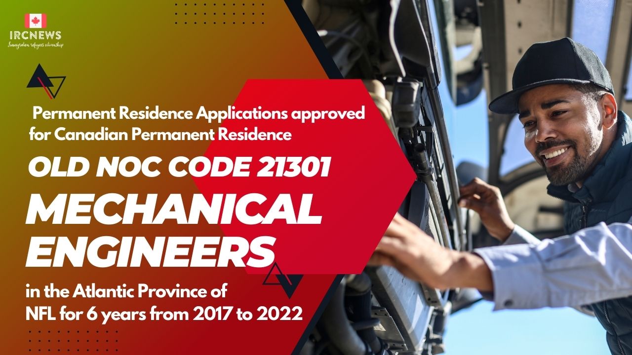 Old NOC 21301 Mechanical Engineers Approved for Canadian PR in NFL 2017-2022