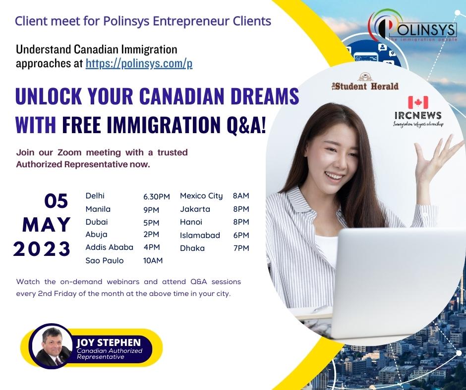 Complimentary Webinar by your Canadian Authorized Representative for Polinsys Entrepreneur clients