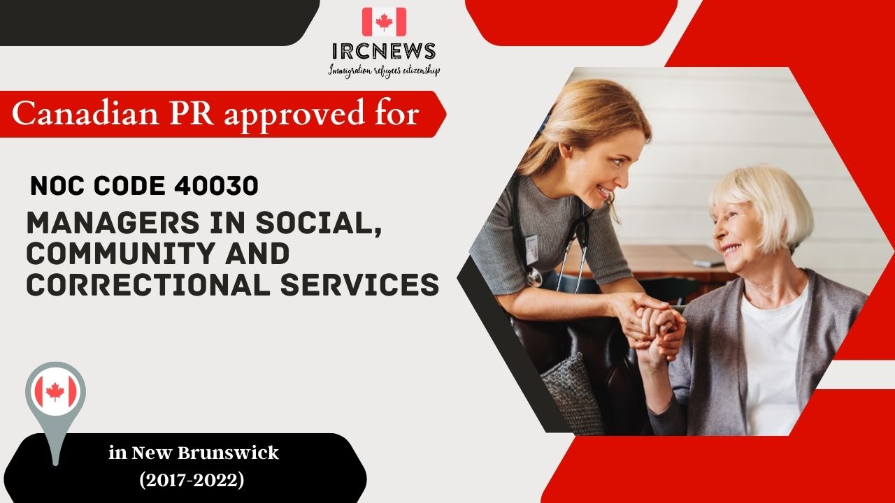 6 Years of Approved PR for Managers in social, community and services in New Brunswick Canada (NOC 40030)