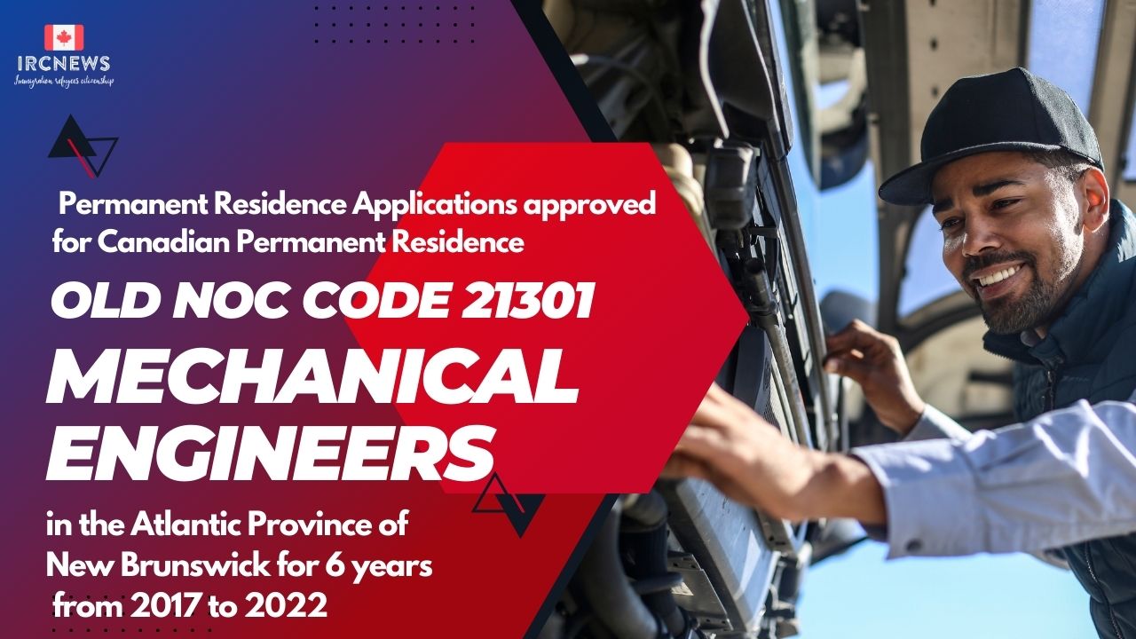 Old NOC 21301 Mechanical Engineers Approved for Canadian PR for New Brunswick 2017-2022