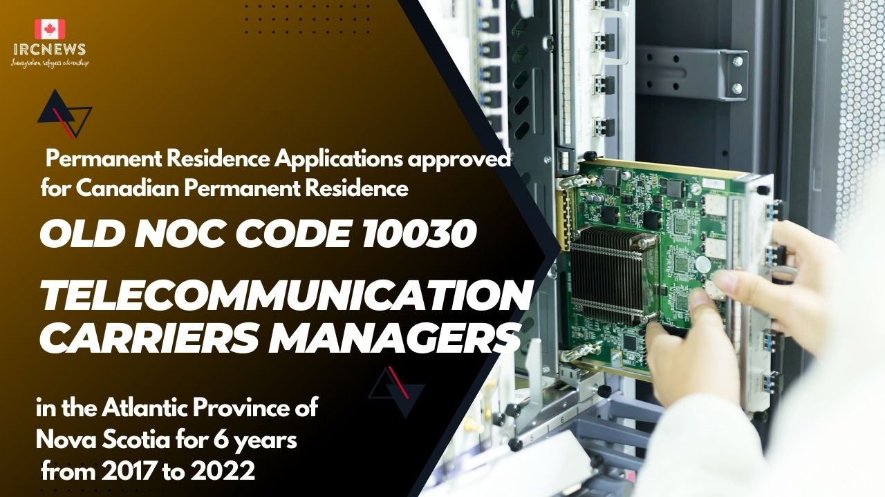 Old NOC10030 Telecommunication carriers Approved for Canadian PR in Nova Scotia 2017-2022
