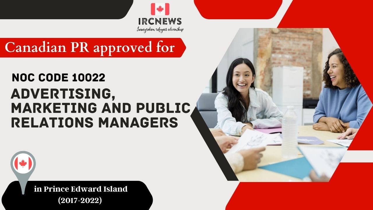 6 Years of Approved PR for Advertising, marketing and public relations managers in PEI Canada (NOC 10022)