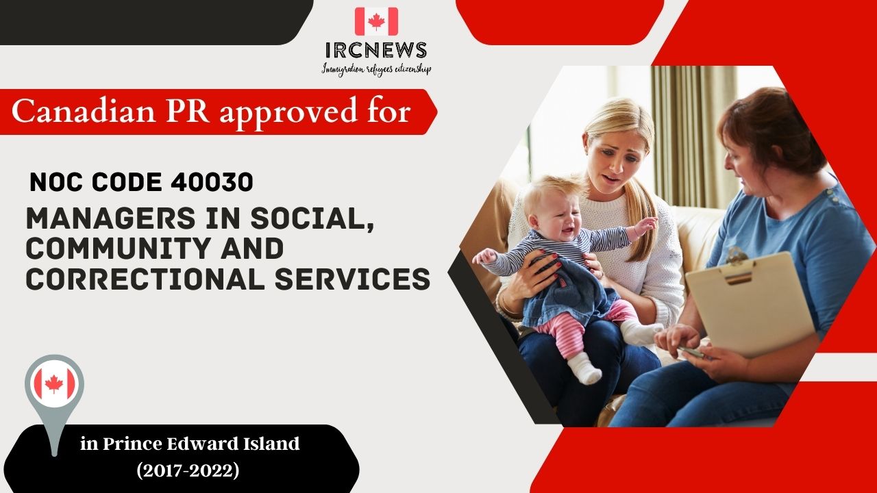 6 Years of Approved PR for Managers in social, community and services in PEI (NOC 40030)