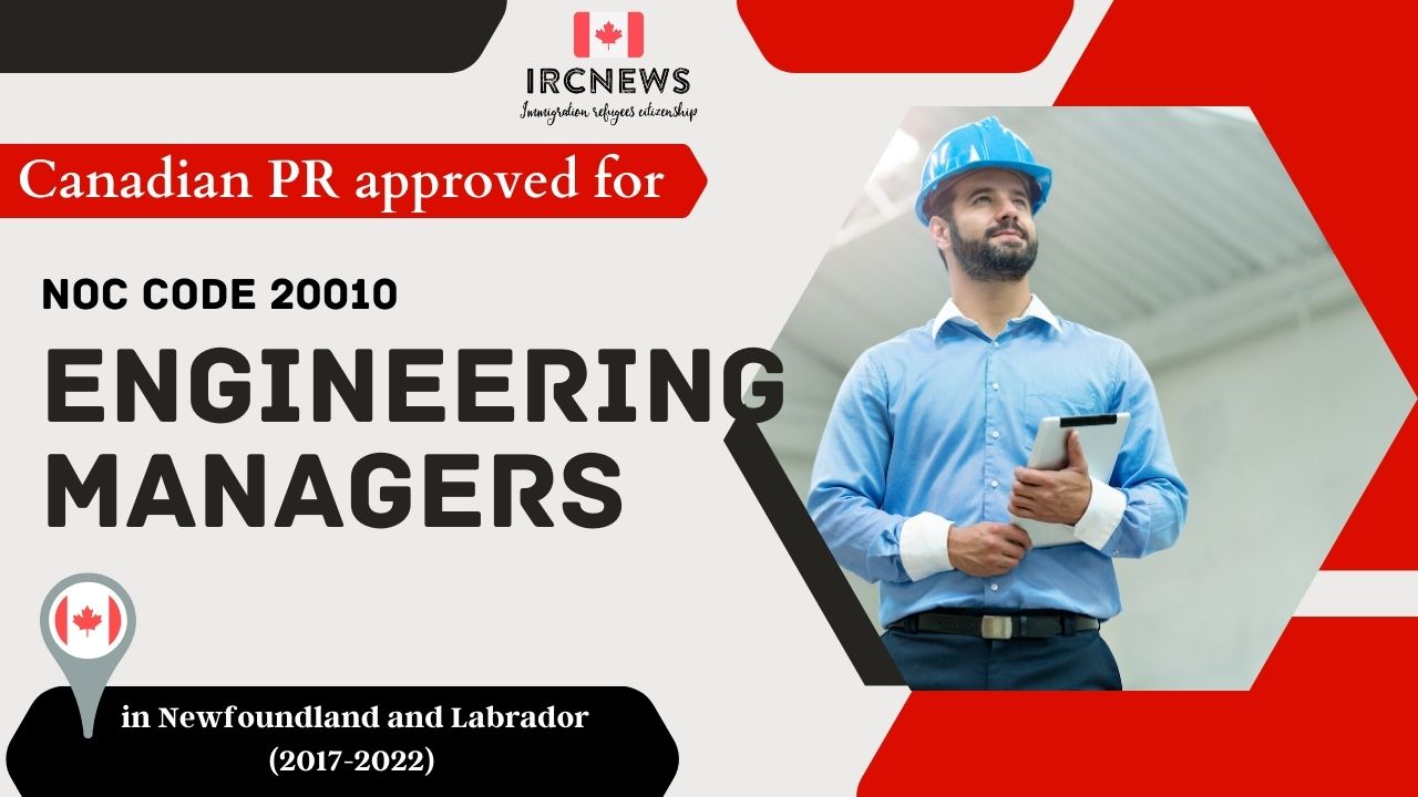 Approved PR for Engineering managers in NFL Canada under NOC 20010, 2017-2022