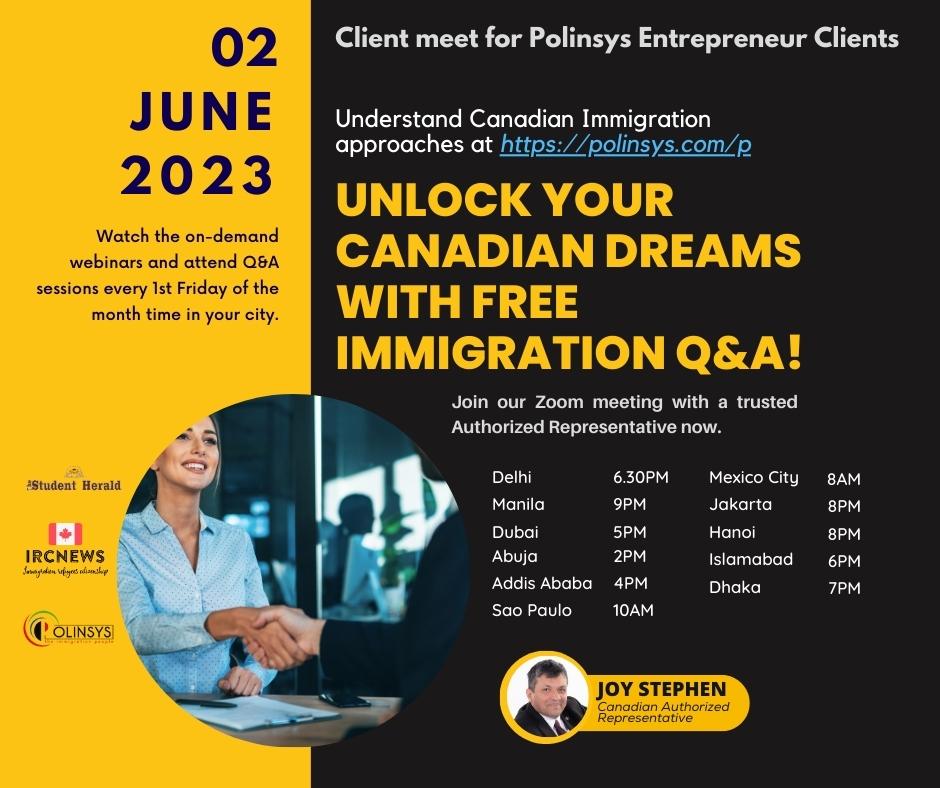 Complimentary Webinar by your Canadian Authorized Representative for Polinsys Entrepreneur clients