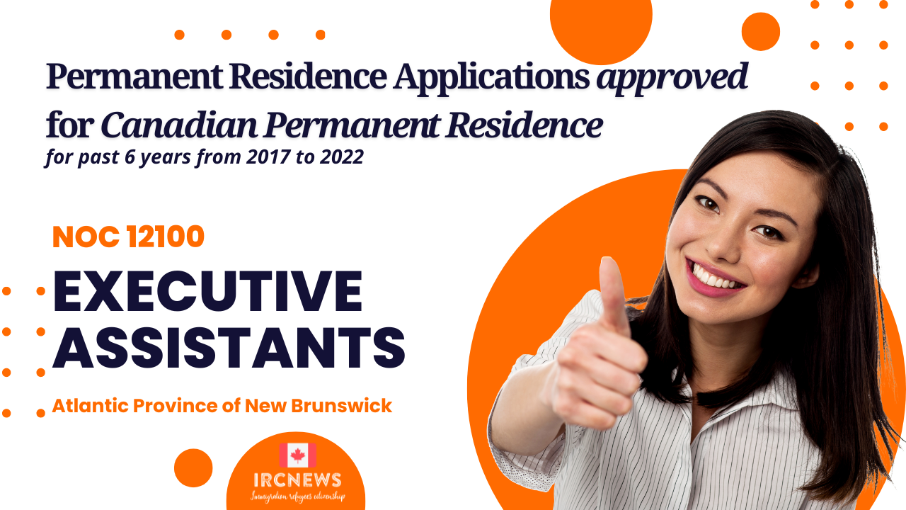 Approved Canada PR visa NOC 12100, Executive assistants in New Brunswick for 6 years