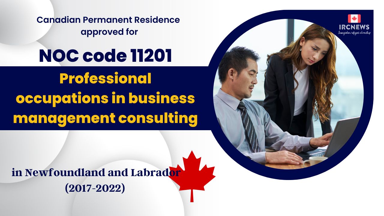 6 Years of Approved PR for Business management consulting  in NFL Canada (NOC 11201)