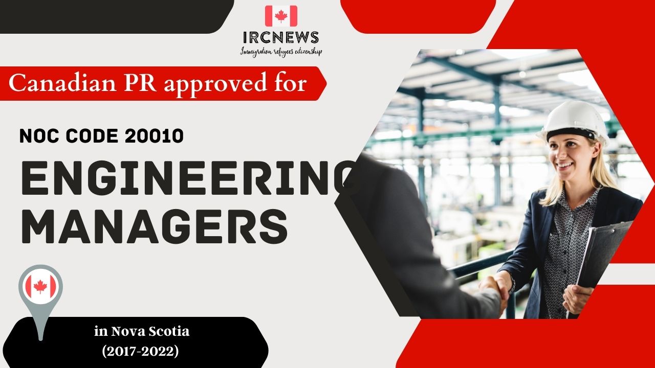 Approved PR for Engineering managers in Nova Scotia Canada under NOC 20010, 2017-2022