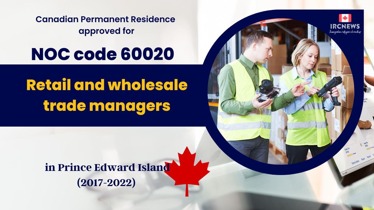 6 Years of Approved PR for Retail and wholesale trade managers  in PEI Canada (NOC 60020)