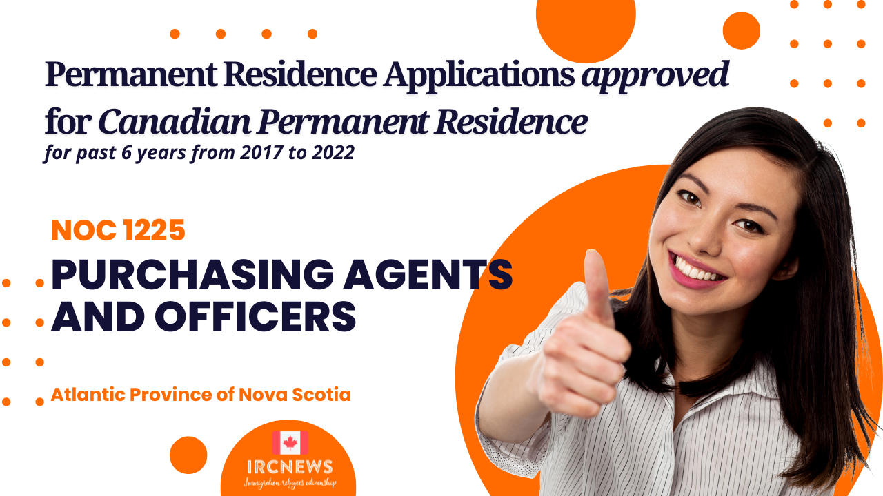 Approved Canada PR visa NOC 1225, Purchasing agents and officers in Nova Scotia for 6 years
