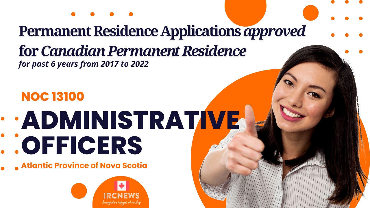 Approved Canada PR visa NOC 13100, Administrative officers in Nova Scotia for 6 years