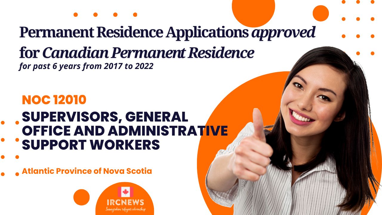 Approved Canada PR visa NOC 12010, Supervisors, general office  in Nova Scotia for 6 years