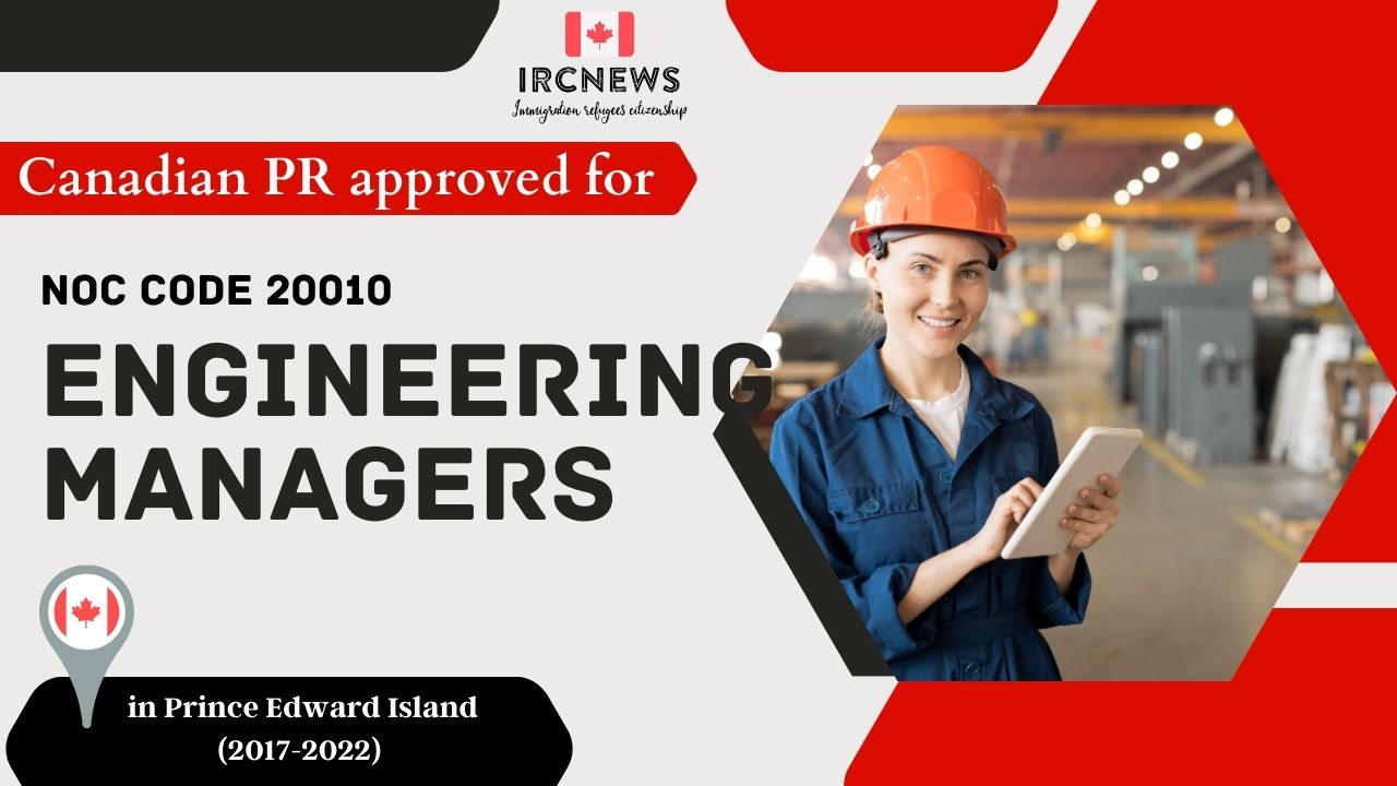 Approved PR for Engineering managers in PEI Canada under NOC 20010, 2017-2022