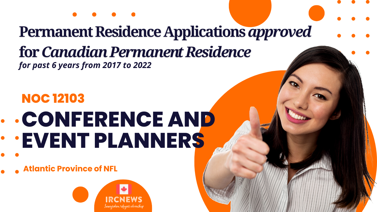 Approved Canada PR visa NOC 12103, Conference and event planners in NFL for 6 years