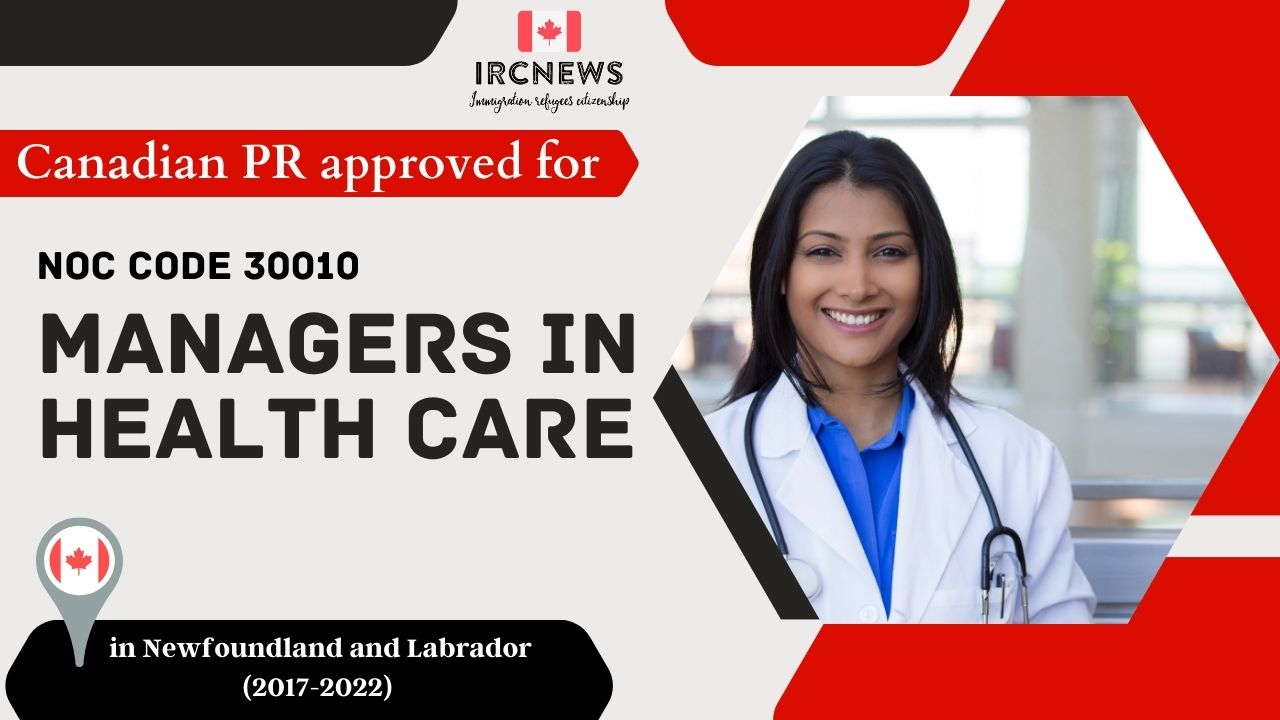 Approved PR for Managers in health care in NFL Canada under NOC 30010, 2017-2022