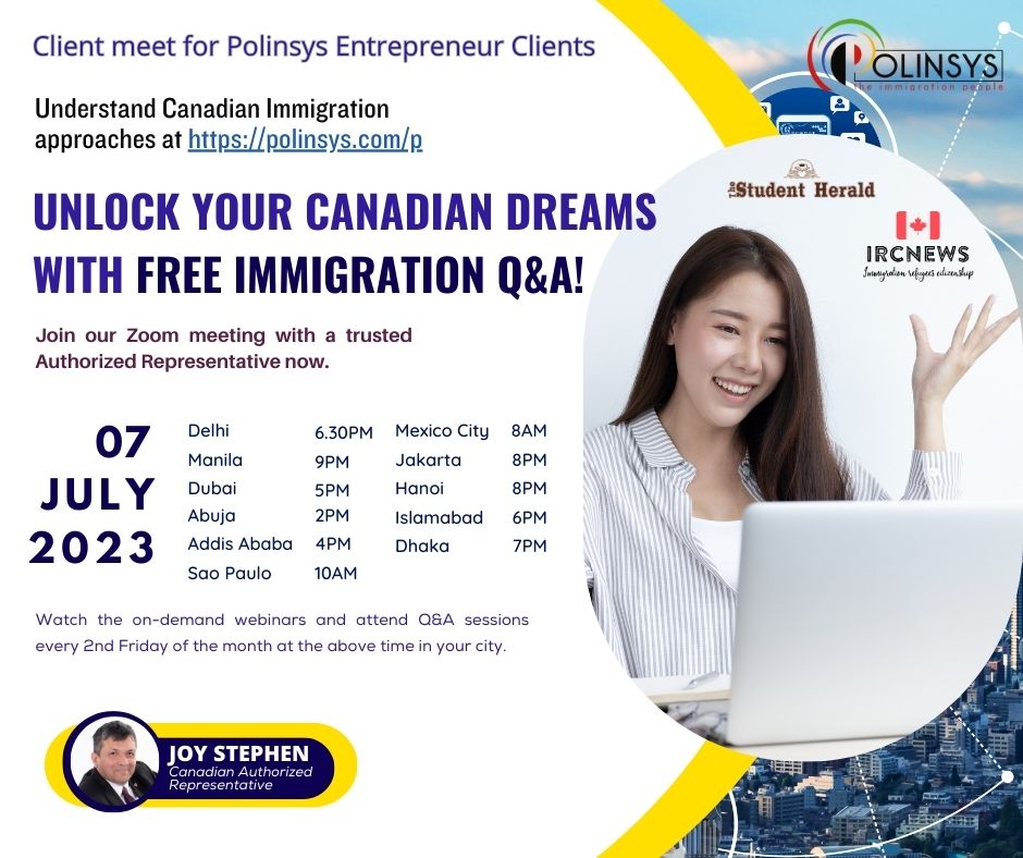 Complimentary Webinar by your Canadian Authorized Representative for Polinsys Entrepreneur clients