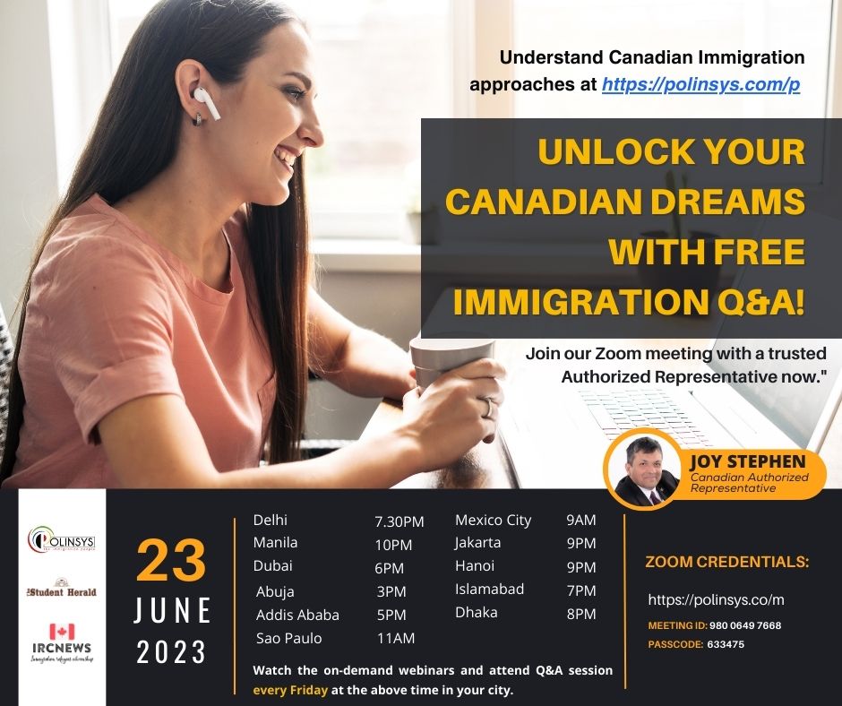 Next FREE Canadian Immigration Q&A session hosted by Joy Stephen on 23 June 2023