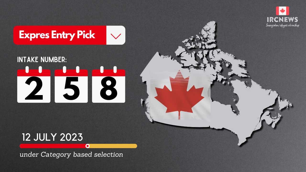 Most Recent Express Entry Pick bearing Intake number 258 on 12 July 2023 under Category based selection 