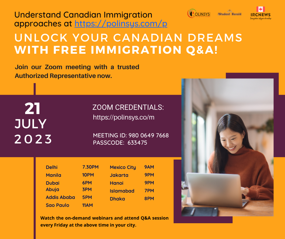 Next FREE Canadian Immigration Q&A session hosted by Joy Stephen on 21 July 2023