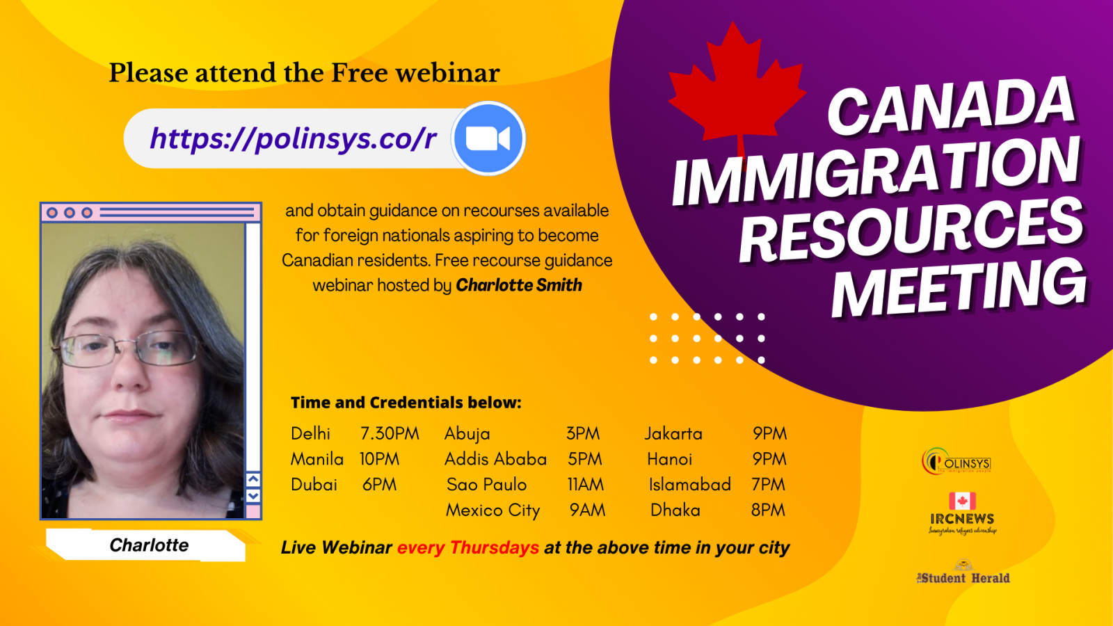 FREE Canada Immigration Resource webinar hosted by Charlotte