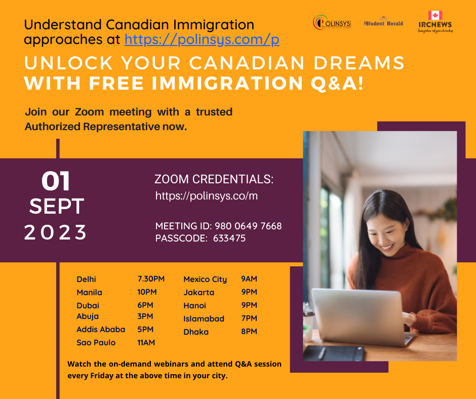 Next FREE Canadian Immigration Q&A session hosted by Joy Stephen on 01 September 2023