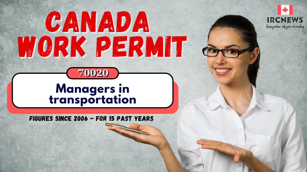 Canada Work Permit figures for 15 years since 2006 for NOC 70020, Title: Managers in transportation  