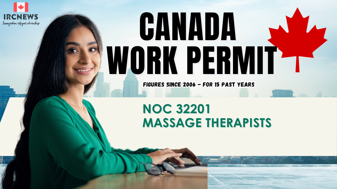 Canada Work Permit figures for 15 years since 2006 for NOC 32201, Title: Massage therapists 