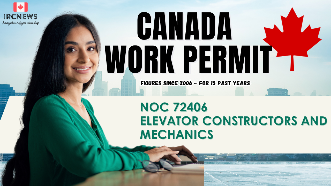 Canada Work Permit figures for 15 years since 2006 for NOC 72406, Title: Elevator constructors and mechanics