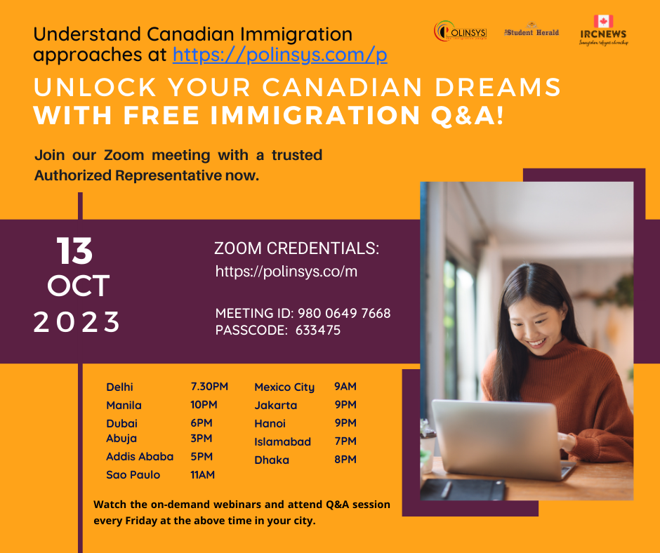 Next FREE Canadian Immigration Q&A session hosted by Joy Stephen on 13 October 2023