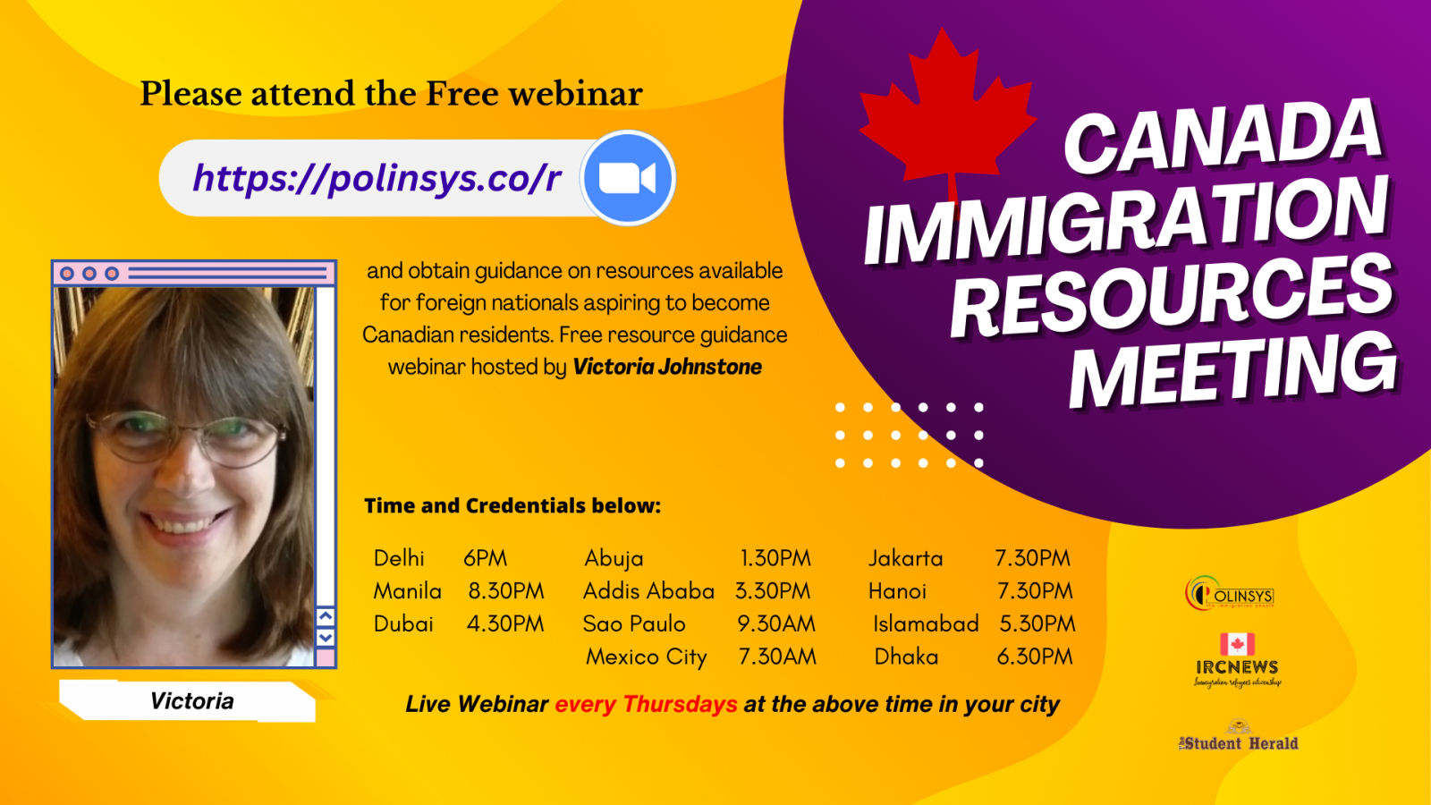FREE Canada Immigration Resource webinar hosted by Victoria