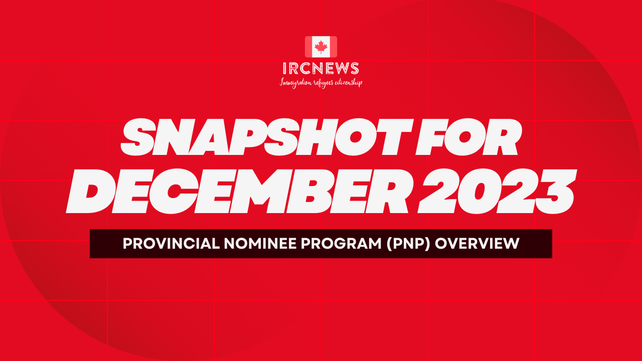 Canada Immigration Monthly PNP selection Summary for month ending December