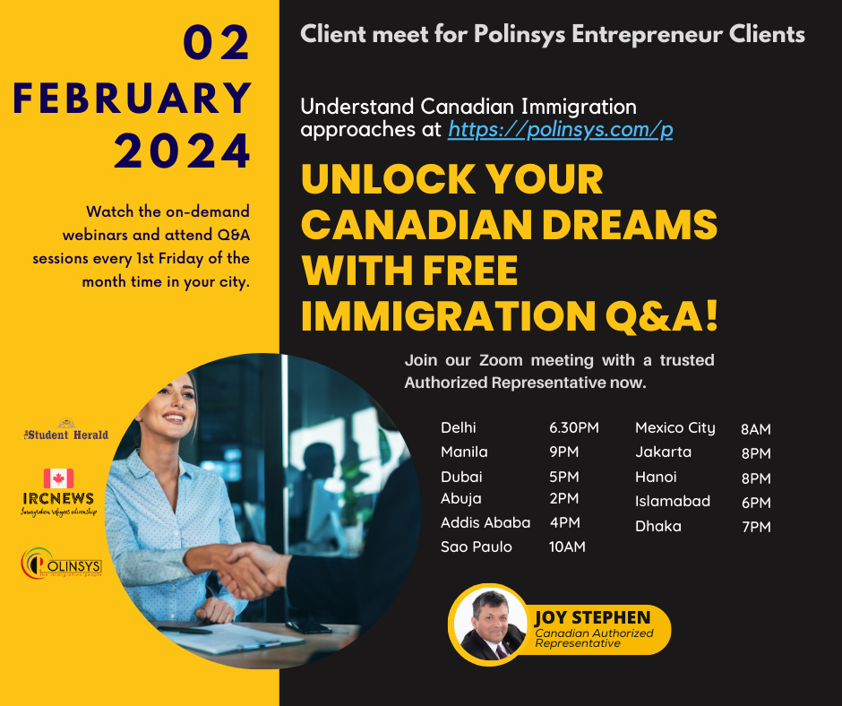 Complimentary Webinar by your Canadian Authorized Representative for Polinsys Entrepreneur clients