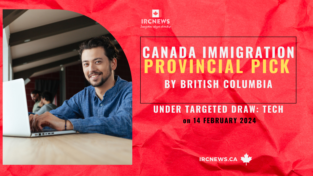 Canada Immigration Provincial pick under Targeted draw: Tech by British Columbia on 14 February 2024