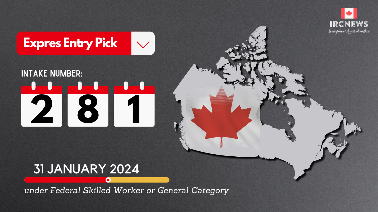 Express Entry Pick bearing Intake number 281 on January 31 2024 under Skilled Worker Program General