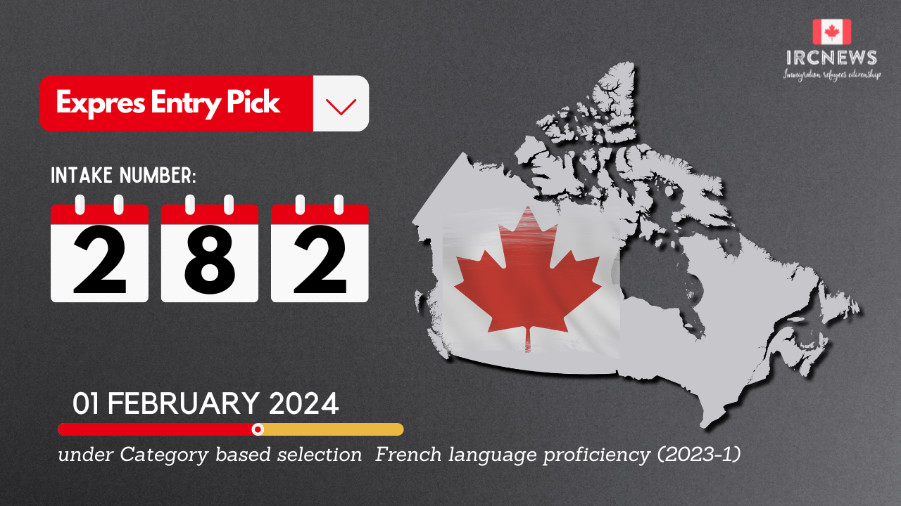 Express Entry Pick bearing Intake number 282 on February 1, 2024 Under French