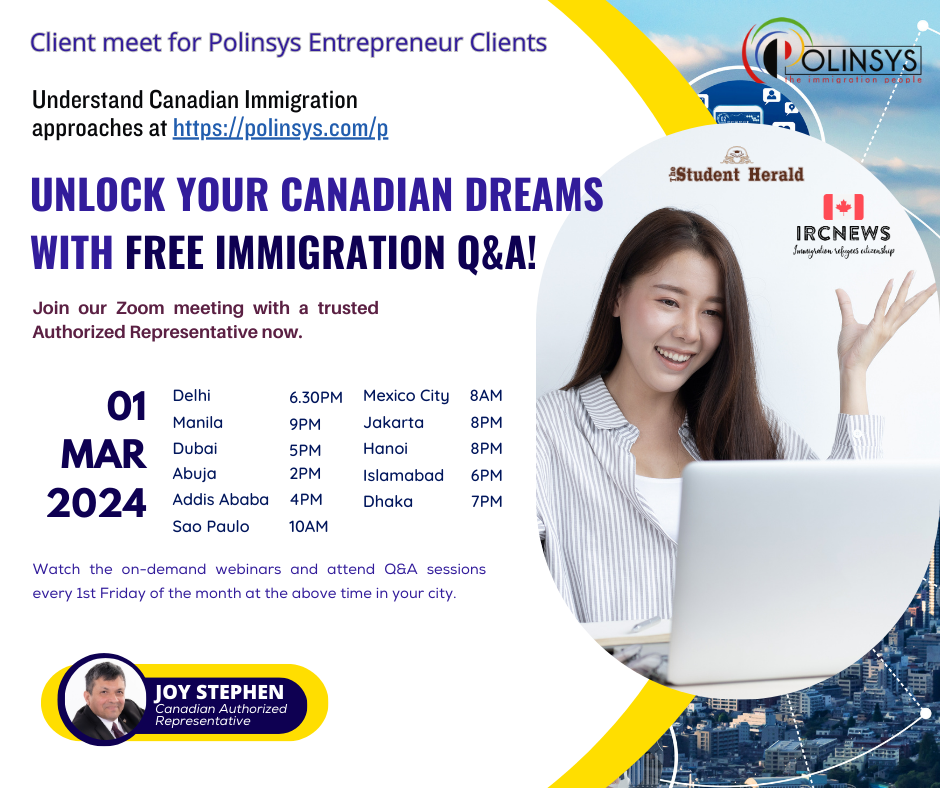Complimentary Webinar by your Canadian Authorized Representative for Polinsys Entrepreneur clients