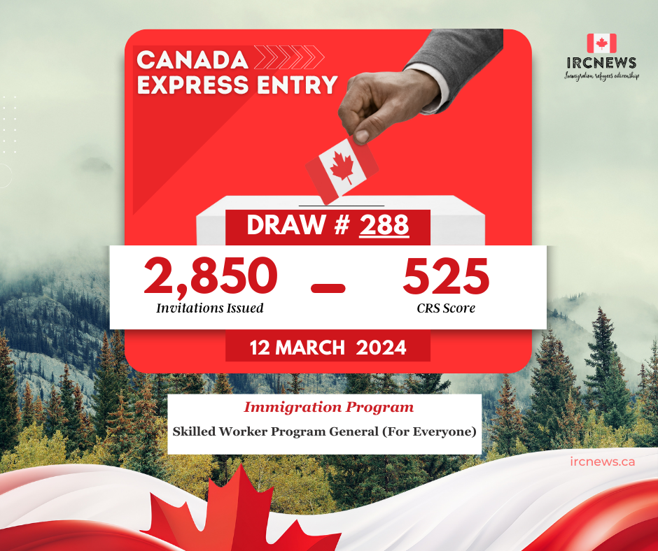 Express Entry Draw: Intake 288, 12 March 2024