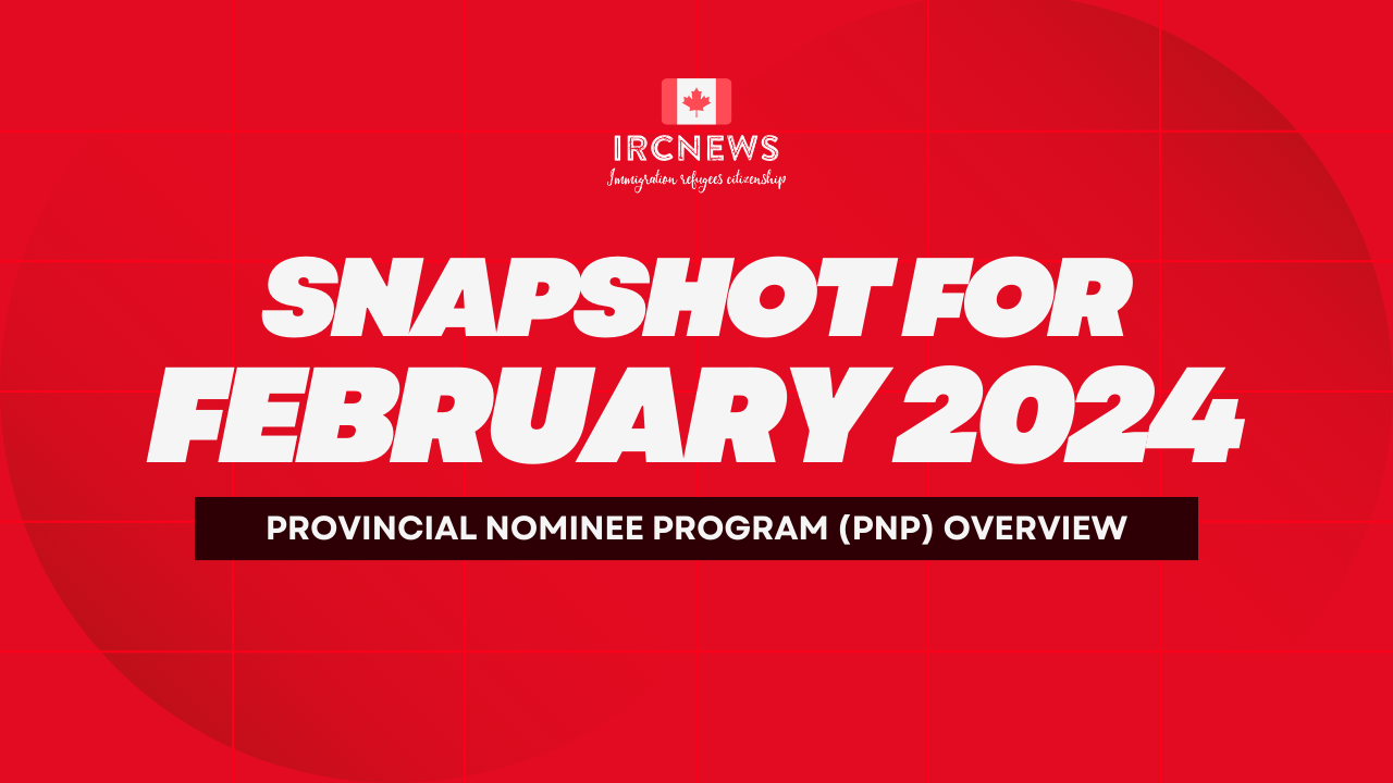 Canada Immigration Monthly PNP selection Summary for month ending February 2024