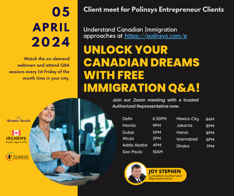 Complimentary Webinar by your Canadian Authorized Representative for Polinsys Entrepreneur clients