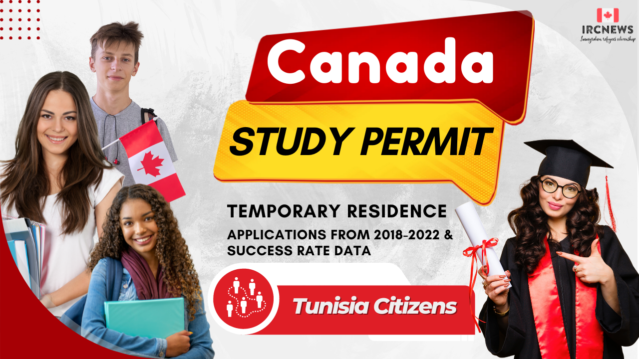 Canada Temporary Residence Study Permit All Study Permit Applications Data. Total Applications from 2018 to 2022 & Success rate Data about Tunisia citizens